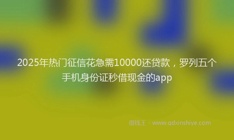2025年热门征信花急需10000还贷款，罗列五个手机身份证秒借现金的app