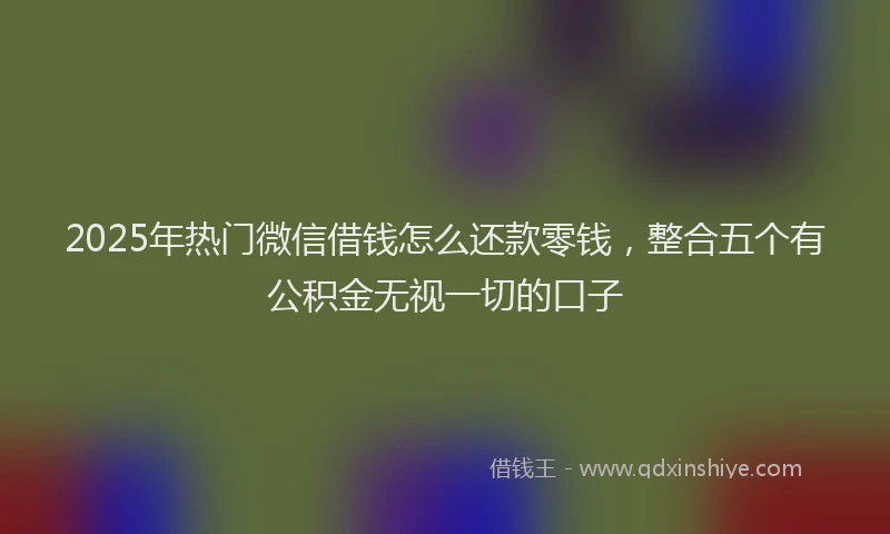 2025年热门微信借钱怎么还款零钱，整合五个有公积金无视一切的口子
