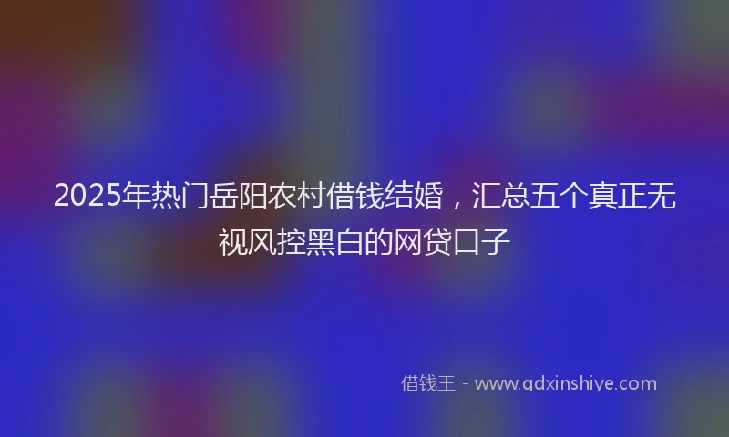 2025年热门岳阳农村借钱结婚，汇总五个真正无视风控黑白的网贷口子