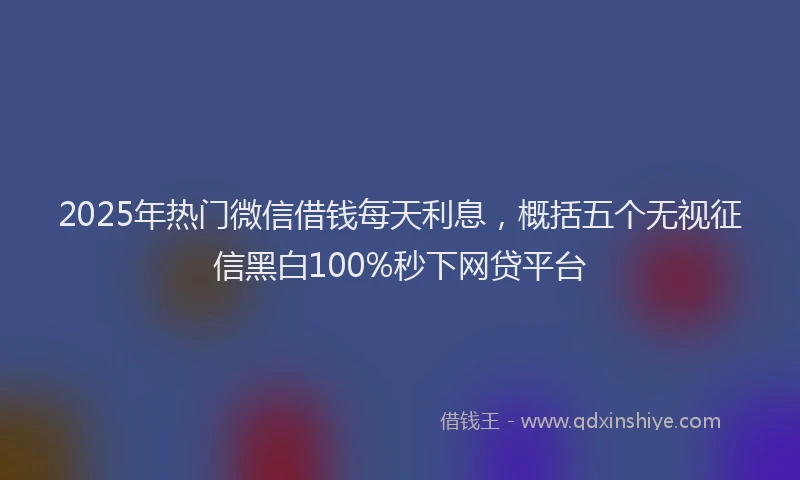 2025年热门微信借钱每天利息，概括五个无视征信黑白100%秒下网贷平台