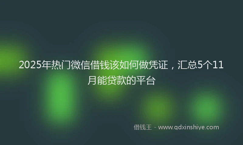 2025年热门微信借钱该如何做凭证，汇总5个11月能贷款的平台
