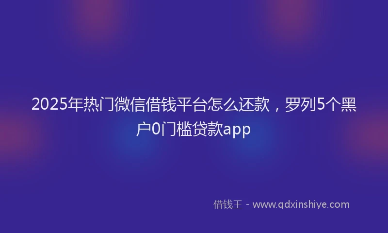 2025年热门微信借钱平台怎么还款,罗列5个黑户0门槛贷款app