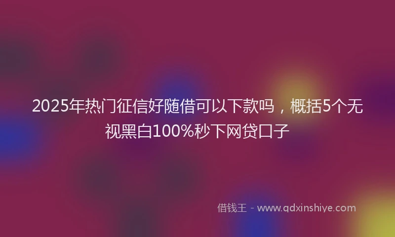 2025年热门征信好随借可以下款吗，概括5个无视黑白100%秒下网贷口子