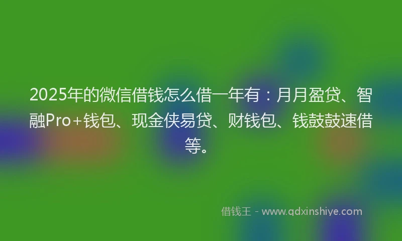 2025年的微信借钱怎么借一年有：月月盈贷、智融Pro+钱包、现金侠易贷、财钱包、钱鼓鼓速借等。