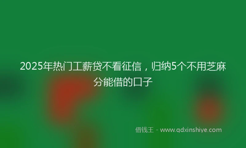 2025年热门工薪贷不看征信，归纳5个不用芝麻分能借的口子