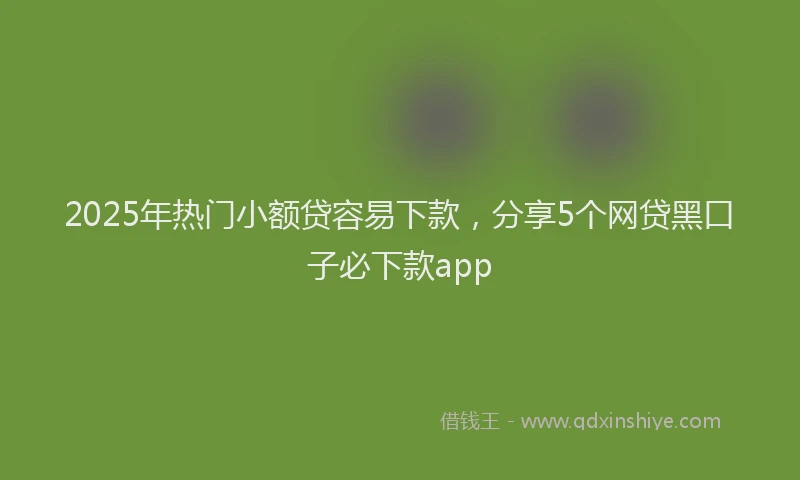 2025年热门小额贷容易下款，分享5个网贷黑口子必下款app