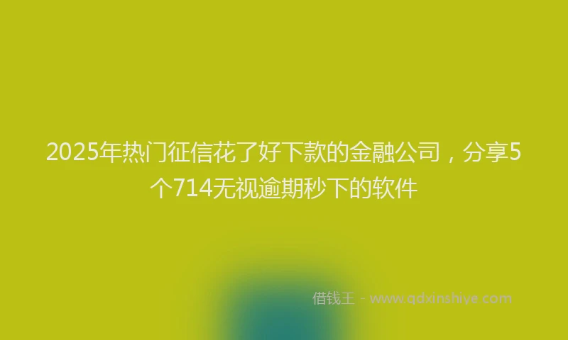 2025年热门征信花了好下款的金融公司，分享5个714无视逾期秒下的软件