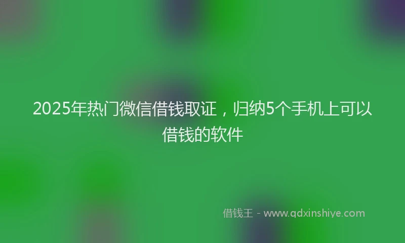 2025年热门微信借钱取证,归纳5个手机上可以借钱的软件