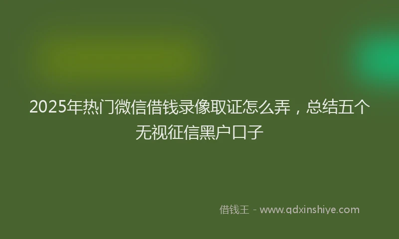 2025年热门微信借钱录像取证怎么弄,总结五个无视征信黑户口子