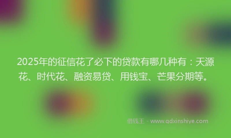 2025年的征信花了必下的贷款有哪几种有：天源花、时代花、融资易贷、用钱宝、芒果分期等。