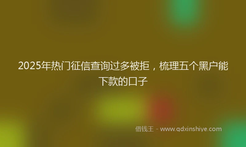 2025年热门征信查询过多被拒，梳理五个黑户能下款的口子