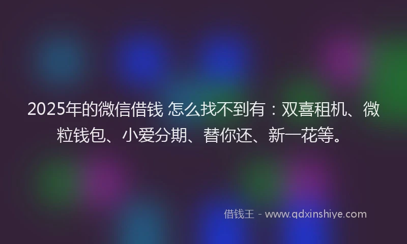 2025年的微信借钱 怎么找不到有：双喜租机、微粒钱包、小爱分期、替你还、新一花等。