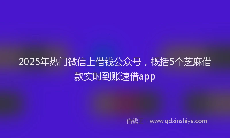 2025年热门微信上借钱公众号,概括5个芝麻借款实时到账速借app