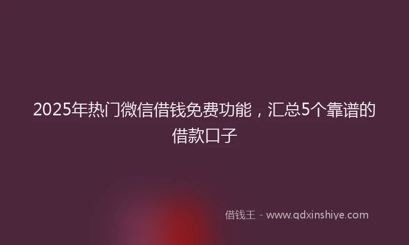 2025年热门微信借钱免费功能，汇总5个靠谱的借款口子