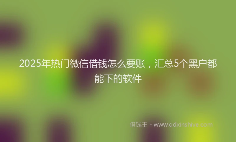 2025年热门微信借钱怎么要账，汇总5个黑户都能下的软件