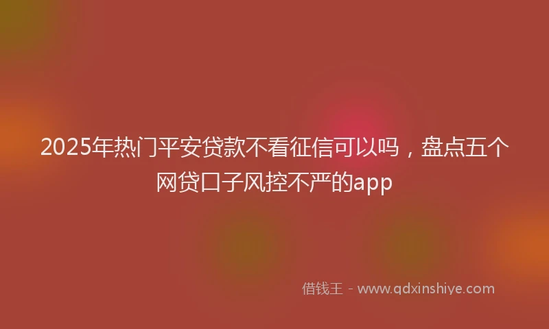 2025年热门平安贷款不看征信可以吗，盘点五个网贷口子风控不严的app