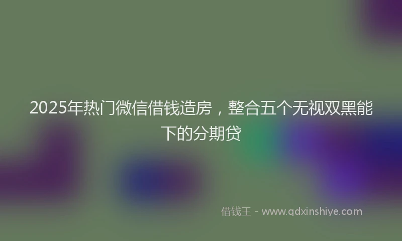 2025年热门微信借钱造房，整合五个无视双黑能下的分期贷