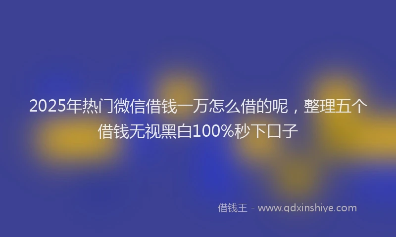 2025年热门微信借钱一万怎么借的呢，整理五个借钱无视黑白100%秒下口子