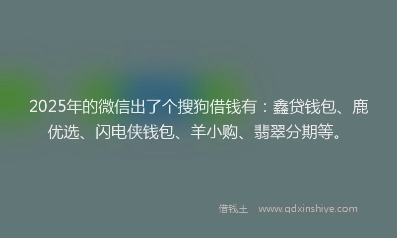 2025年的微信出了个搜狗借钱有：鑫贷钱包、鹿优选、闪电侠钱包、羊小购、翡翠分期等。