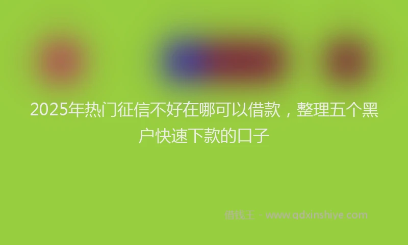2025年热门征信不好在哪可以借款，整理五个黑户快速下款的口子