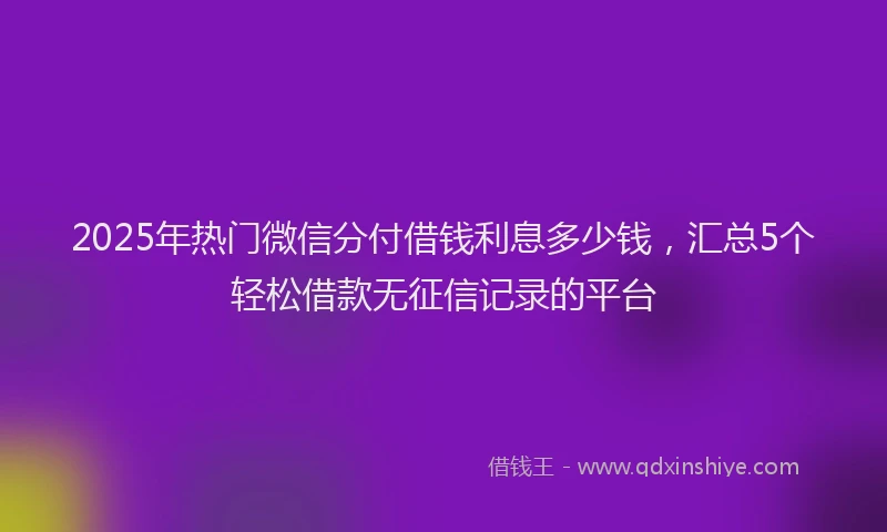 2025年热门微信分付借钱利息多少钱，汇总5个轻松借款无征信记录的平台
