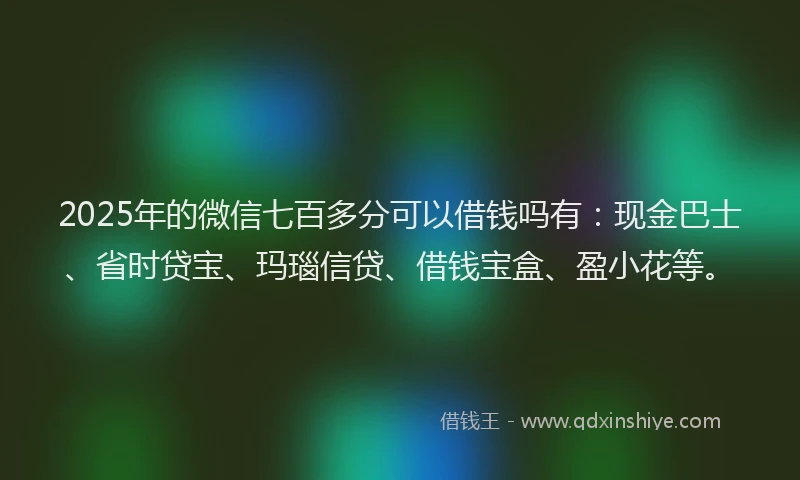 2025年的微信七百多分可以借钱吗有：现金巴士、省时贷宝、玛瑙信贷、借钱宝盒、盈小花等。