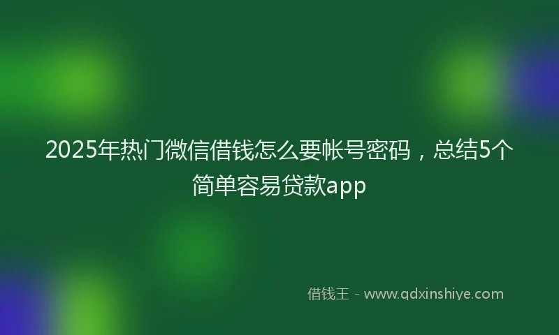 2025年热门微信借钱怎么要帐号密码，总结5个简单容易贷款app
