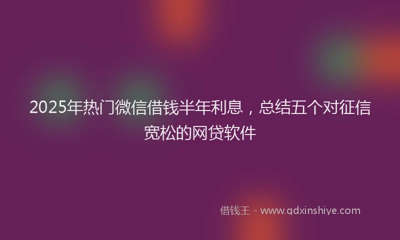 2025年热门微信借钱半年利息，总结五个对征信宽松的网贷软件