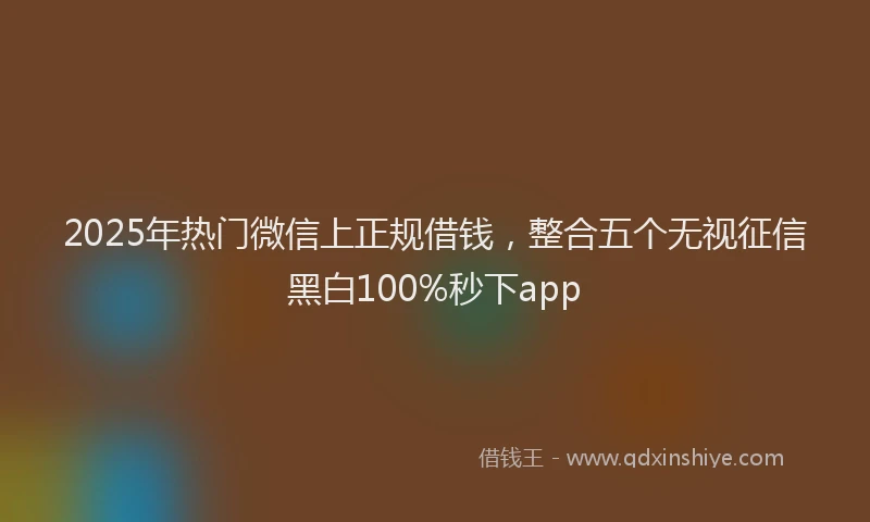 2025年热门微信上正规借钱,整合五个无视征信黑白100%秒下app