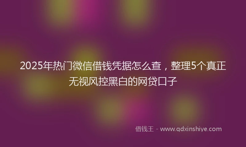 2025年热门微信借钱凭据怎么查，整理5个真正无视风控黑白的网贷口子