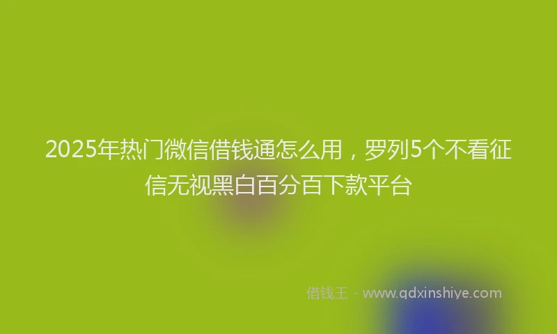 2025年热门微信借钱通怎么用，罗列5个不看征信无视黑白百分百下款平台