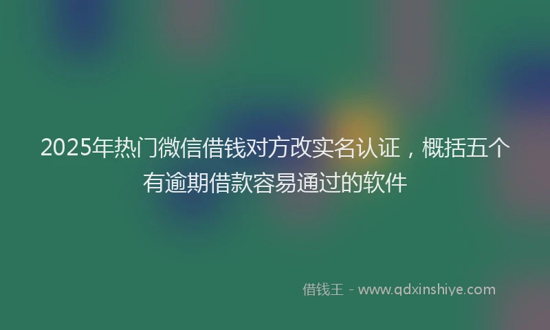 2025年热门微信借钱对方改实名认证，概括五个有逾期借款容易通过的软件