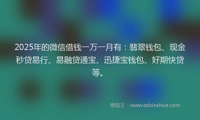 2025年的微信借钱一万一月有：翡翠钱包、现金秒贷易行、易融贷通宝、迅捷宝钱包、好期快贷等。