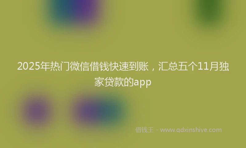 2025年热门微信借钱快速到账，汇总五个11月独家贷款的app