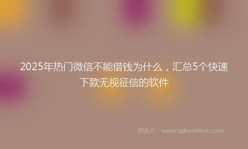 2025年热门微信不能借钱为什么，汇总5个快速下款无视征信的软件