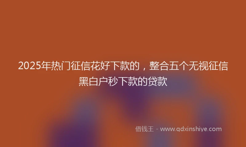 2025年热门征信花好下款的，整合五个无视征信黑白户秒下款的贷款