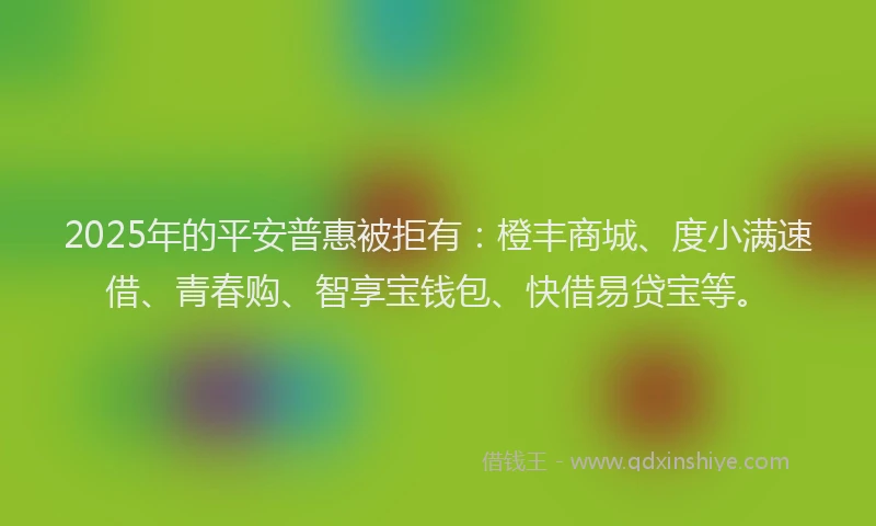 2025年的平安普惠被拒有：橙丰商城、度小满速借、青春购、智享宝钱包、快借易贷宝等。