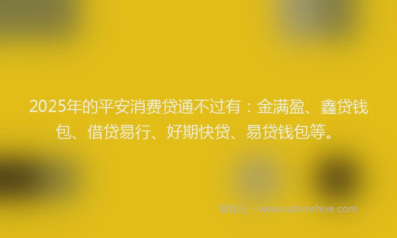2025年的平安消费贷通不过有：金满盈、鑫贷钱包、借贷易行、好期快贷、易贷钱包等。