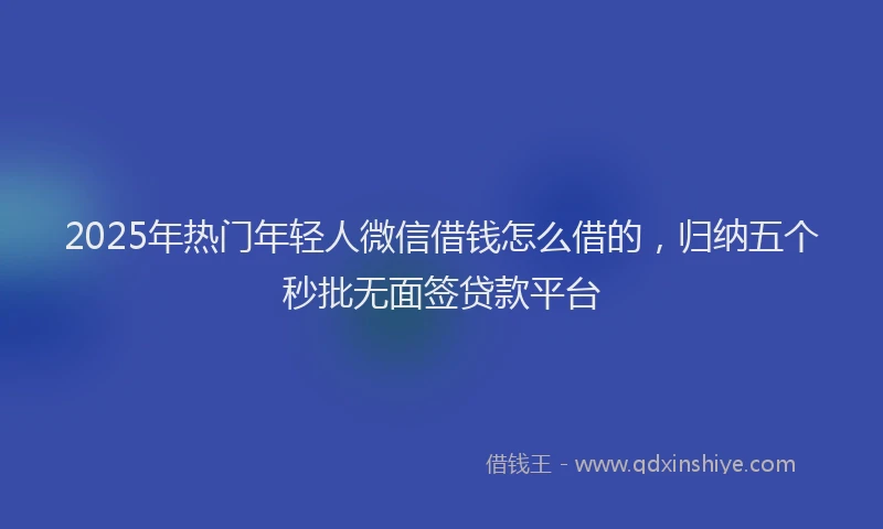 2025年热门年轻人微信借钱怎么借的，归纳五个秒批无面签贷款平台