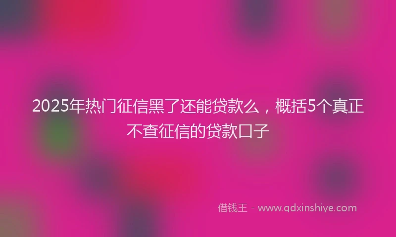 2025年热门征信黑了还能贷款么，概括5个真正不查征信的贷款口子