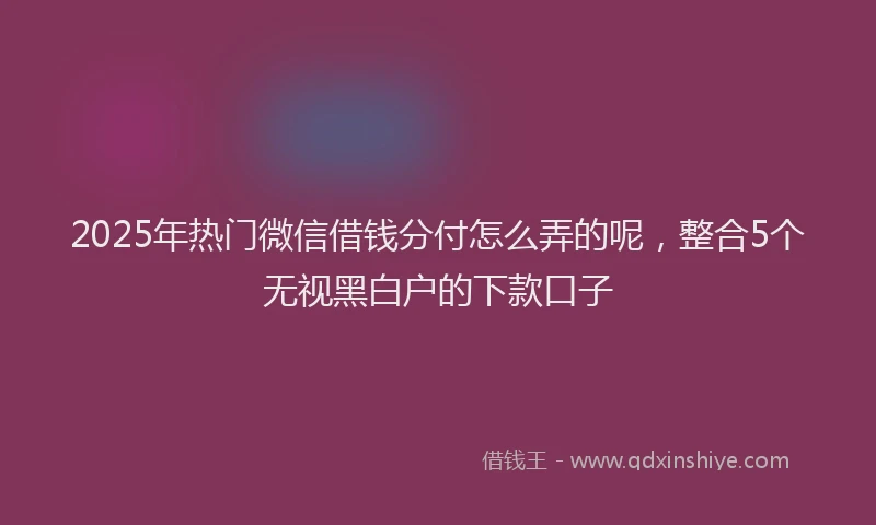 2025年热门微信借钱分付怎么弄的呢，整合5个无视黑白户的下款口子