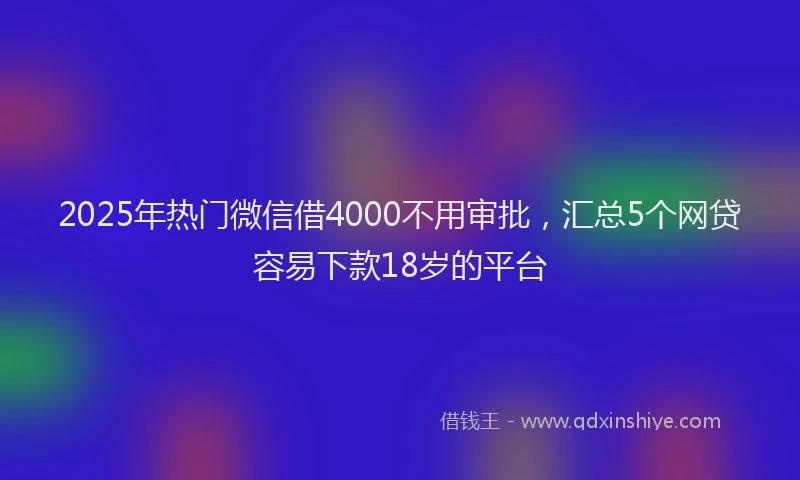 2025年热门微信借4000不用审批，汇总5个网贷容易下款18岁的平台