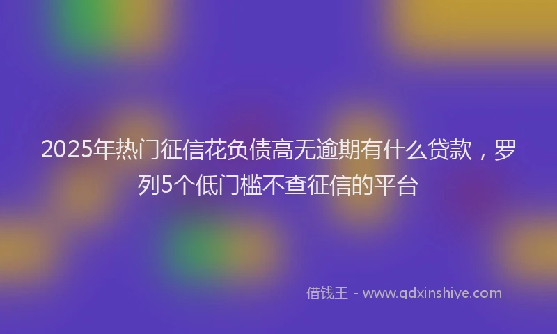 2025年热门征信花负债高无逾期有什么贷款，罗列5个低门槛不查征信的平台