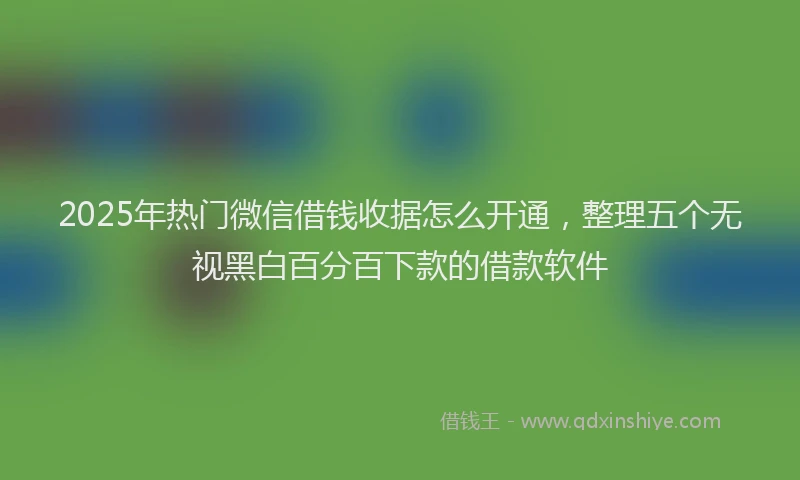 2025年热门微信借钱收据怎么开通，整理五个无视黑白百分百下款的借款软件