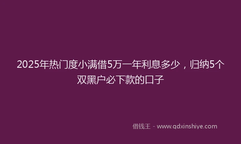 2025年热门度小满借5万一年利息多少，归纳5个双黑户必下款的口子