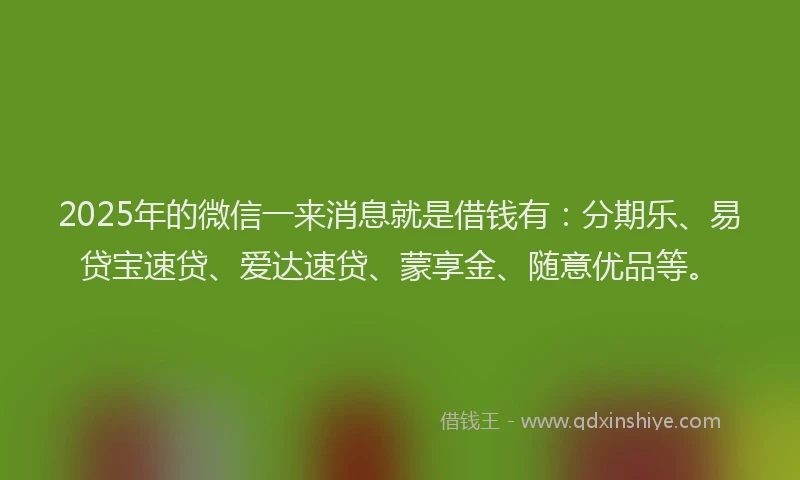 2025年的微信一来消息就是借钱有：分期乐、易贷宝速贷、爱达速贷、蒙享金、随意优品等。