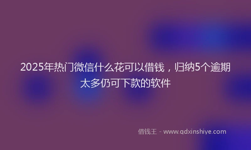 2025年热门微信什么花可以借钱，归纳5个逾期太多仍可下款的软件