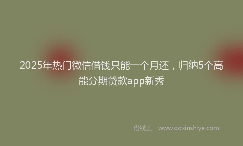 2025年热门微信借钱只能一个月还，归纳5个高能分期贷款app新秀
