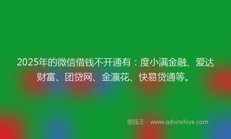 2025年的微信借钱不开通有：度小满金融、爱达财富、团贷网、金瀛花、快易贷通等。