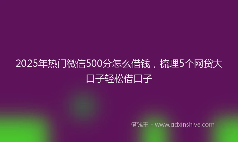 2025年热门微信500分怎么借钱，梳理5个网贷大口子轻松借口子